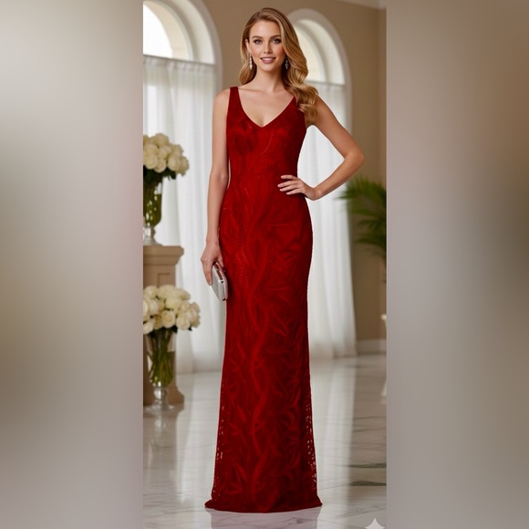 Peggy Jennings Dresses & Skirts - VTG ~ Peggy Jennings Couture ~ Elegant Burgundy Embroidered with Tulle Gown.